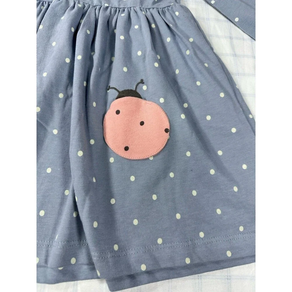 Carter's Baby Girl Blue Polka Dot Ladybug Dress – Size 24M – Long Sleeve – NWT